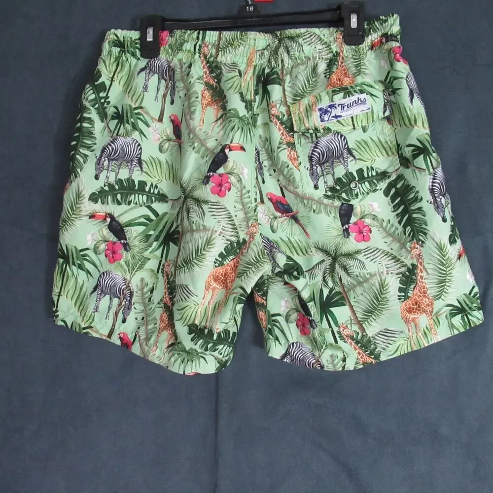 Trunks Surf & Swim Trunks Mens Large Green Tropical Floral Beach Resort Shorts